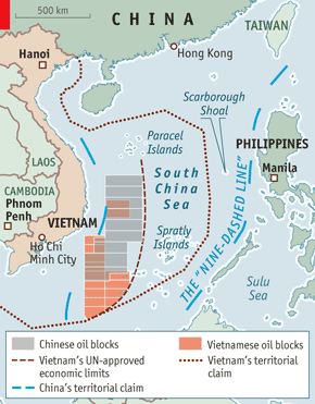 Ölförderblöcke im sudchinesischen Meer
