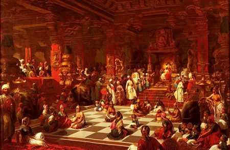 Matt. In Indien wurde das Schachspiel erfunden. Bei der Verknüpfung des Paris Abkommens mit der NSG Mitgliedschaft hat Indien aber offensichtlich die Stärke seiner Stellung überschätzt. (Bild: 'Schachspiel in Indien' von Henri-Pierre Picou / Wikimedia)